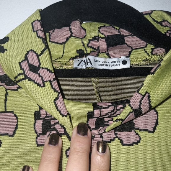 ZARA Green Limited Edition Jacquard Top - Picture 2 of 4
